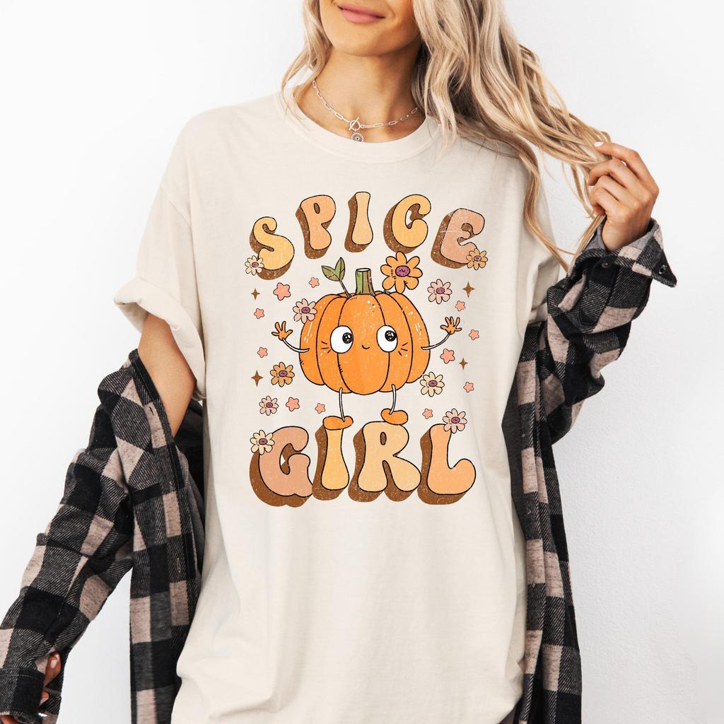Pumpkin Spice Comfort Colors Shirt: Retro Floral Autumn Tee