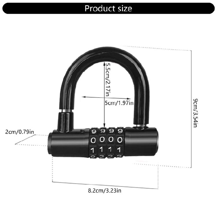 Durability Bike Lock Rusts Resistant Bicycles Lock Multifunction 4 Digits Lock for Bicycles Electric Bike