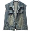 European Denim Shirt Jacket for Women, Sleeveless Padded Shoulder Jacket, Autumn Hong Kong-style Vest Vest Trendy Top