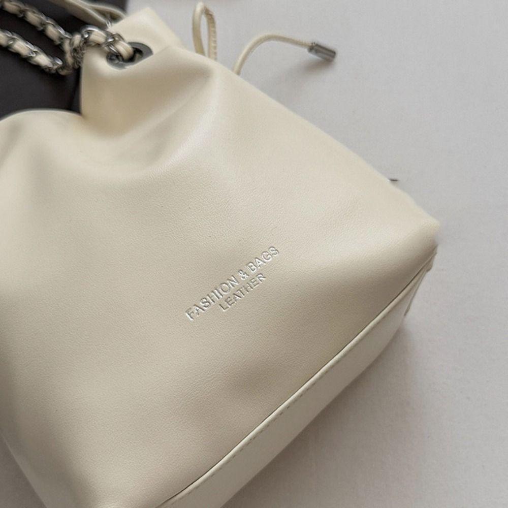 Crossbody Bag Chains Handle Bucket Bags Purse Drawstring Bucket Bag Casual PU Crossbody Bag Women