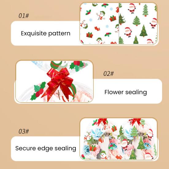 Christmas Treat Bags Plastic Clear Xmas Candy Bags with Pull Bow Set for Baby Shower Bridal Shower Raffle Easter Christmas Party Supplies