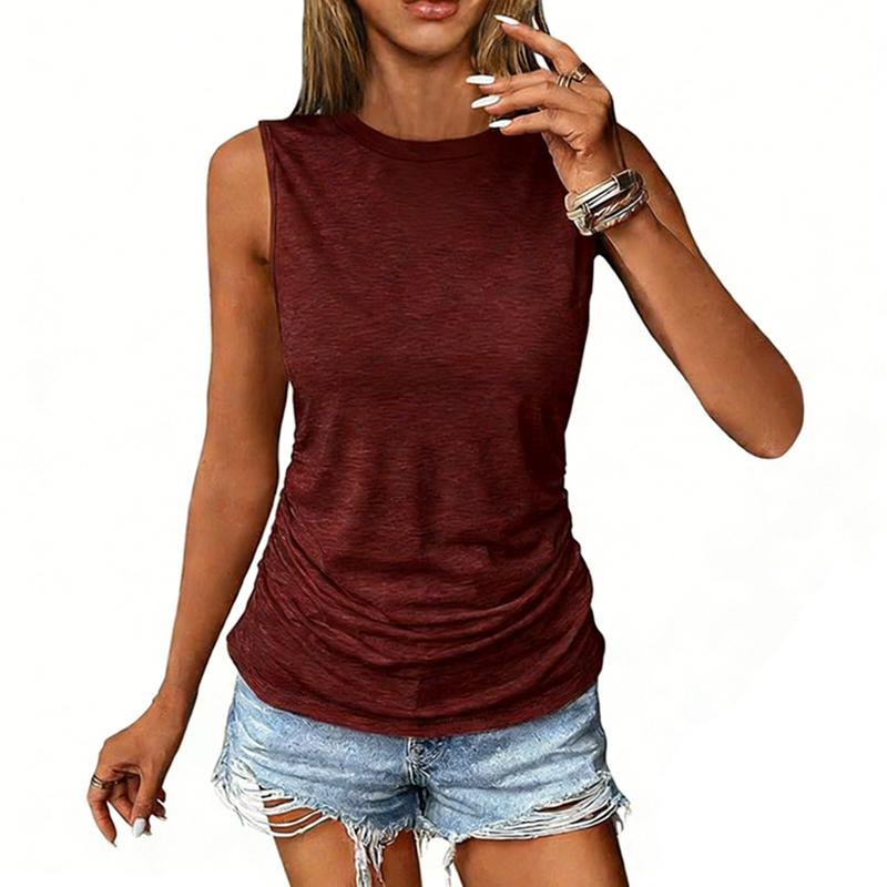 Women's Casual Solid Color Pullover Sleeveless Top Crew Neck Vest