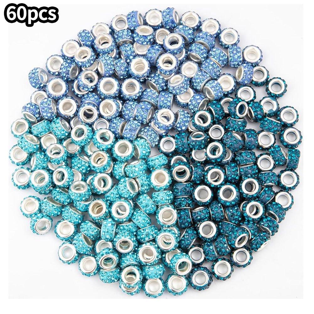 10/30/60pcs resin material blue series large hole beads random color decorative beads DIY bracelet necklace earrings keychain jewelry accessories