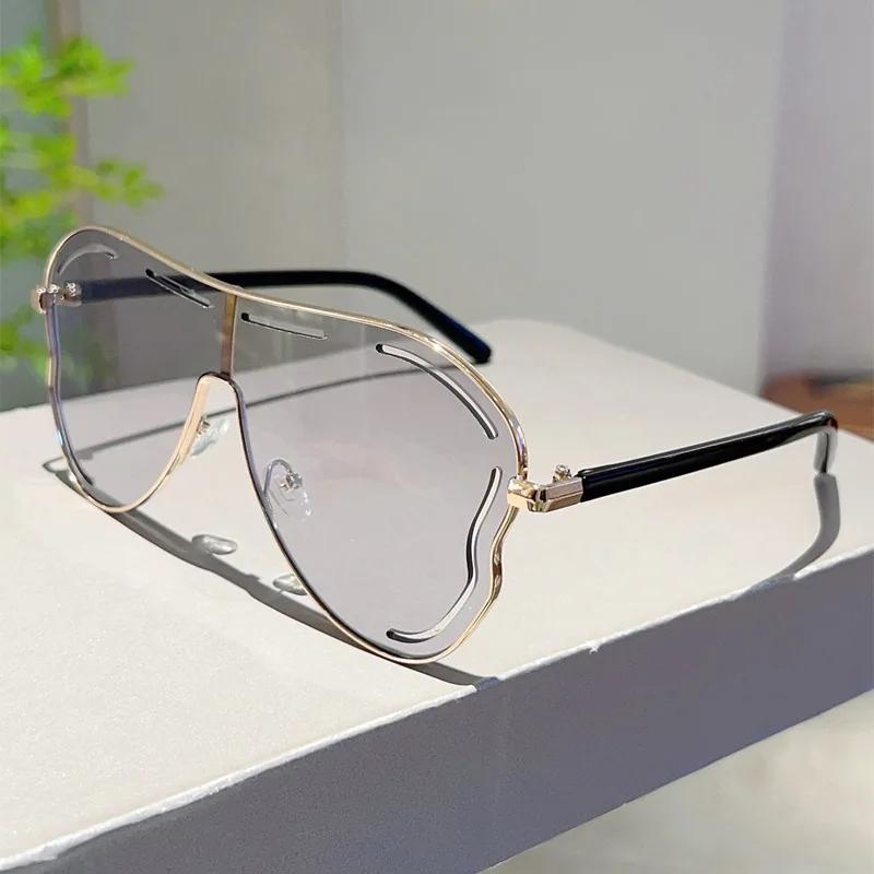 Vintage Oversized Pilot Sunglasses Women Brand Designer Stylish Goggle Gradient Big Frame Sun Glasses Uv400 Luxury Men'S Shades