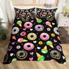 Donuts Bedding Duvet Cover Chocolate Doughnut Bedding Set Black White Comforter Cover Microfiber Whimsical Dessert Quilt Cover