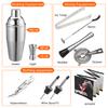 Edelstahl Rauten Bambusrahmen Shaker Set Bar Shaker Set 10-teiliges Cocktailshaker Set