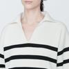 MUJI Washable Milan Rib Knit Skipper Polo White Size BA1OOA4S Women's Sweater, Striped, XS,