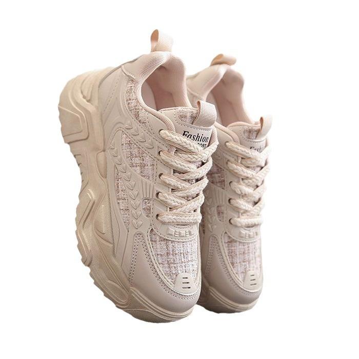 Dad Shoes Damen Frühling und Herbst Neu Studentenversion Plateau-Sneakers Mesh Atmungsaktiv Vielseitig Höhenerhöhend Lässige Sneakers Damen