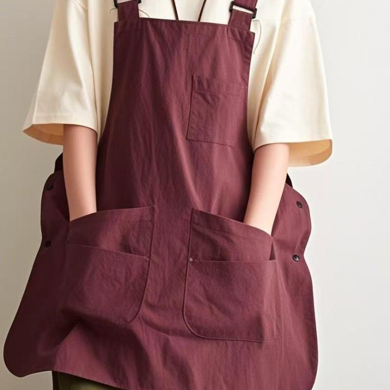 

Женский фартук для кухни, водонепроницаемый, для выпечки, кейтеринга, кемпинга, парикмахерской, магазина молочного чая, зоомагазина, рабочий халат с карманом, фартуки для ресторана красный