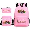 Mochila escolar de grande capacidade com alça de ombro; conjunto de estojo de lápis de três peças para estudante