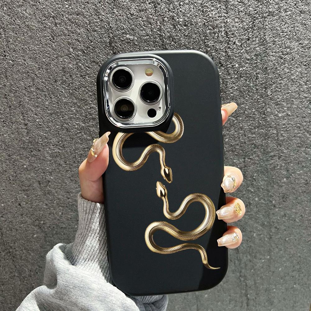 Мягкая задняя крышка N71 Black Gold Snake для Samsung S24 Ultra A14 iPhone 16 Pro — фото 6