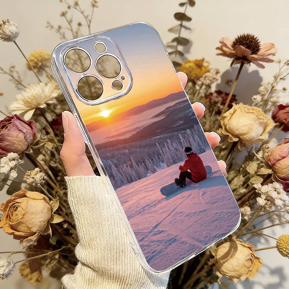 Sport Snowboarding Phone Case For iPhone 17 16 15 14 13 12 11 Mini Pro Max Plus Transparent Cover
