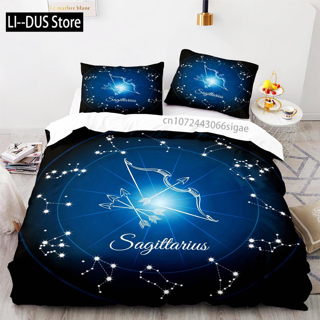 Comforter Constellation Aries Galaxy Theme 2/3Pcs Twin Bedding Set King Size Polyester For Constellation Lover