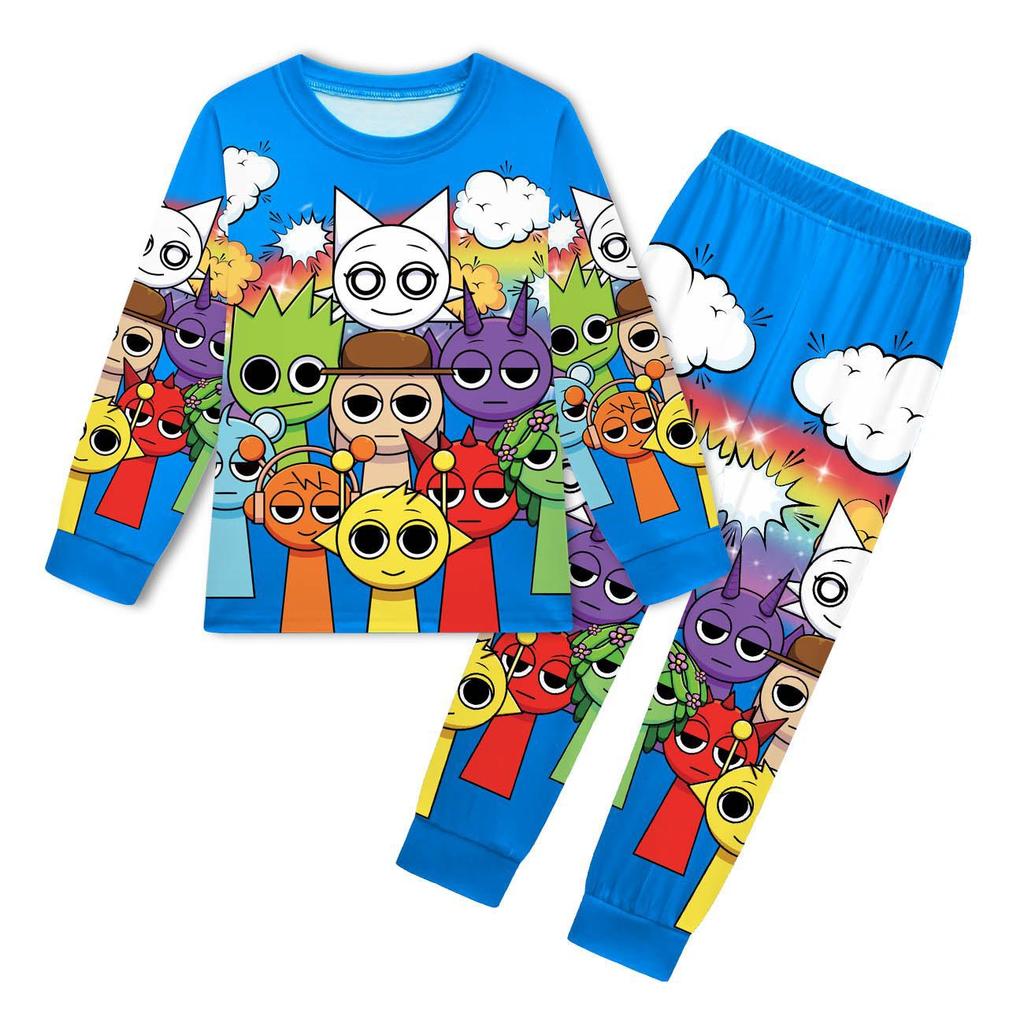 Fashion Cartoon Printed Loungewear Casual Children's Clothing Sets Girls