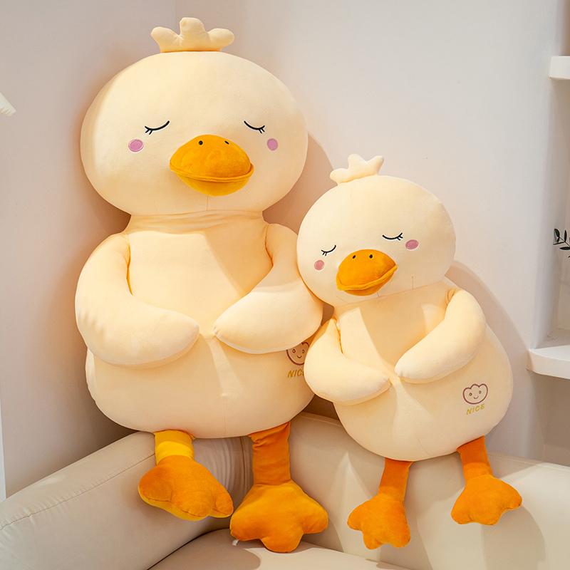 Giant Size Cartoon Duck Plush Toys Cozy Cotton Stuffed Yellow Duck Doll Soft Soothing Sleeping Throw Pillow Kawaii Room Decor