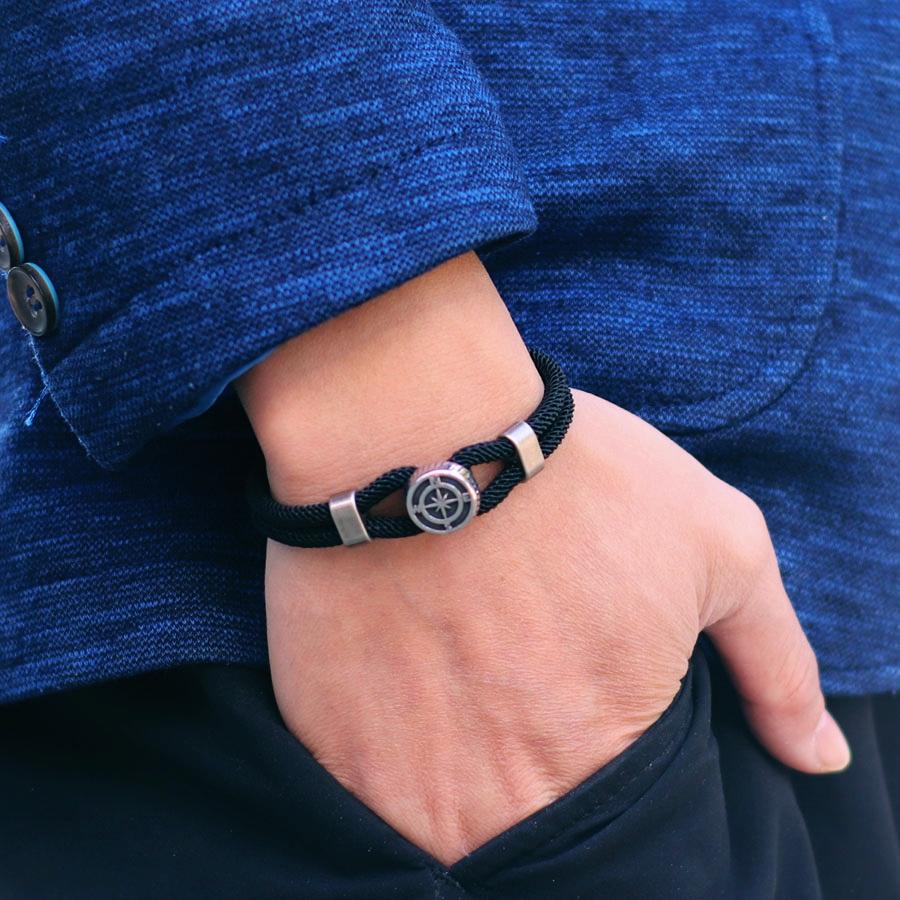 Stylish Compass Bracelet For Men Retro Viking Wrap Braslet Grade A 4mm Ethnic Cord Chain Braclet Boyfriend Gift Pulseria Homme