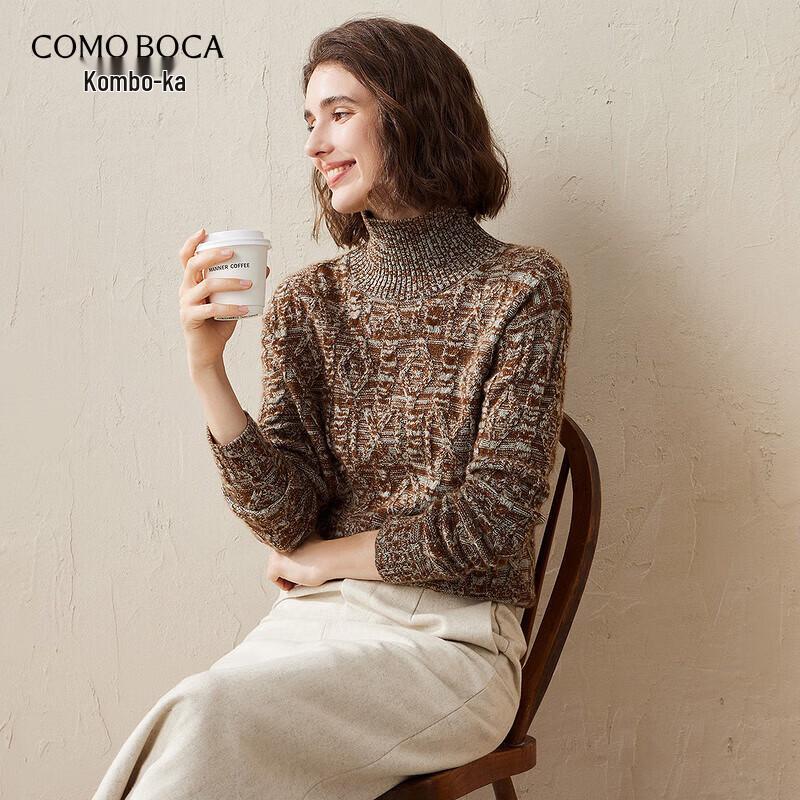 

Kemon Boca Women s Color-Block Pure Cashmere Mock Neck Sweater XL