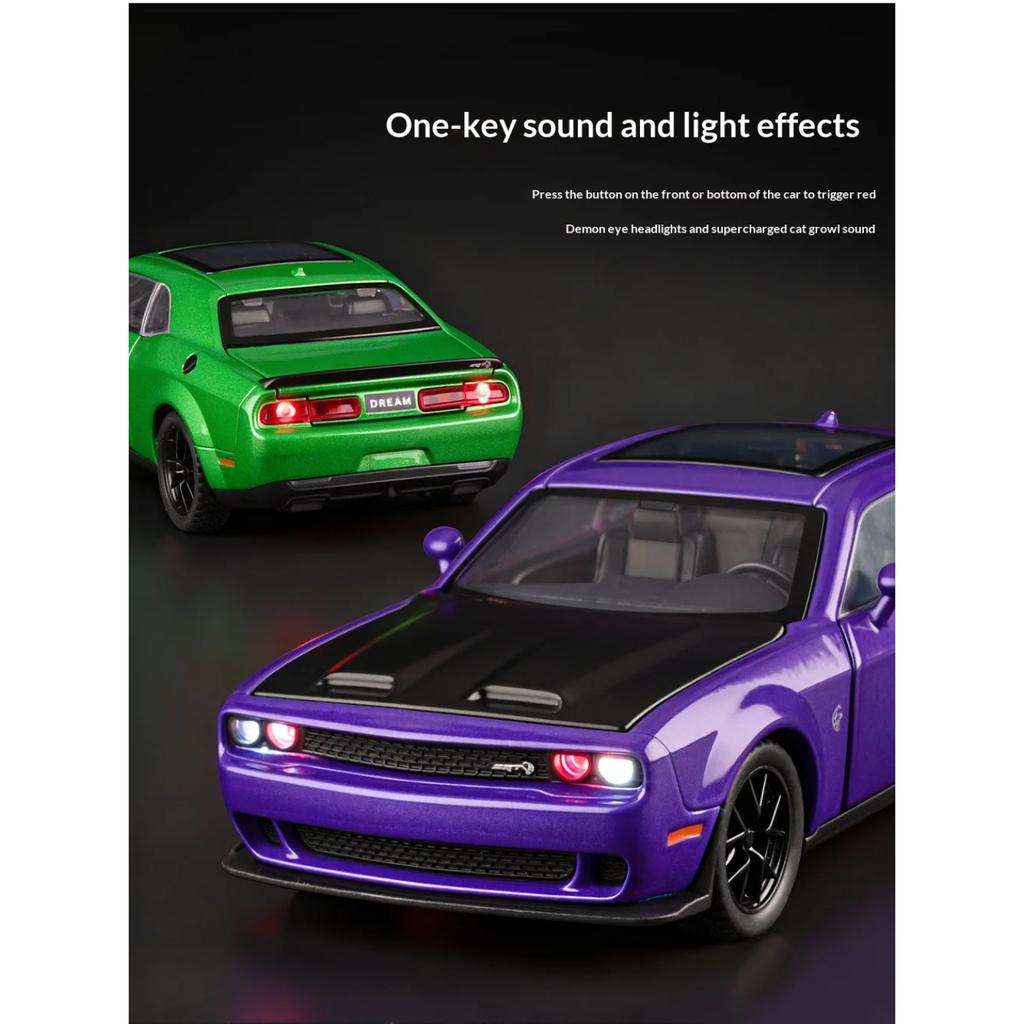 1/32 Dodge Challenger SRT Car Model Alloy Die-cast Simulation Hellcat Muscle Sports Car Model Boy Toy Car Holiday Birthday Gift