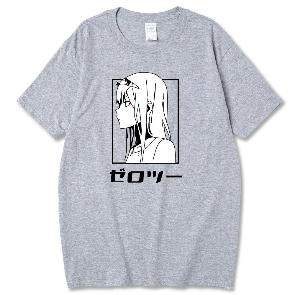 Tricou cu anime japonez Darling In The Franxx unisex Kawaii Cartoon Zero Two Tricou Harajuku Unisex Topuri Unisexga Tricou grafic Bărbați Unisex