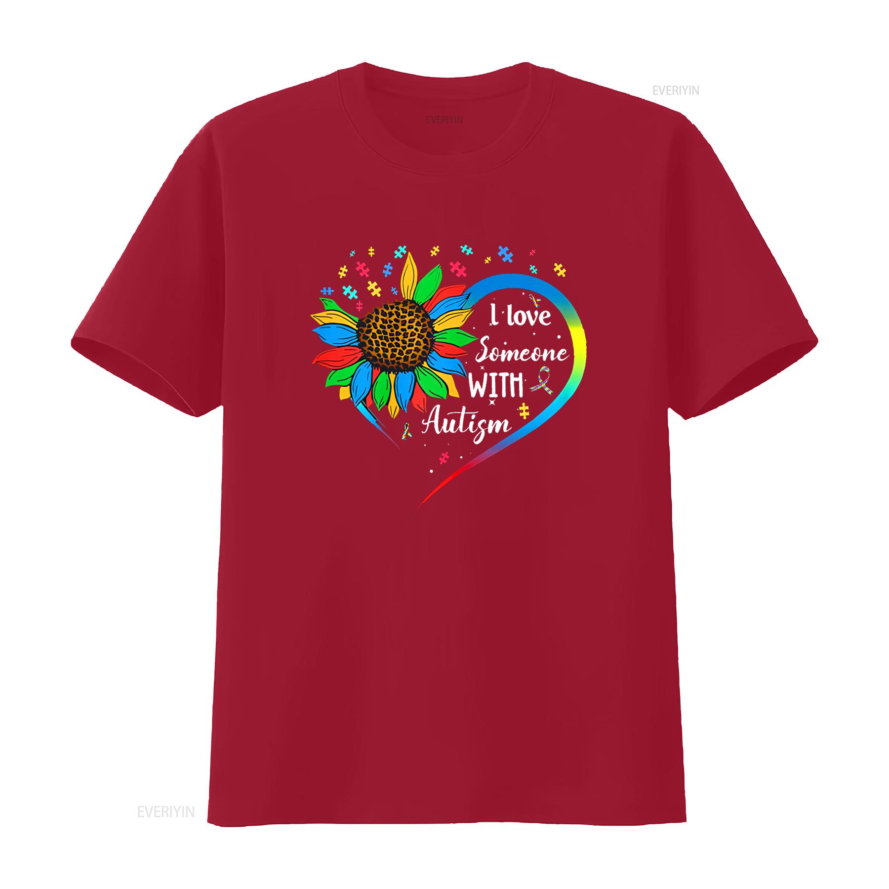 

Sunflower T Shirt for Women I Love Someone With Autism Autistic Awareness Casual Tops Black 4X Large vintage Washed S