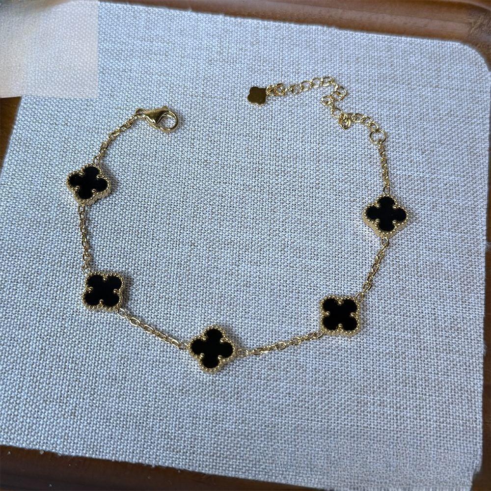 10mm Titanium Steel Non-fading Four-leaf Clover Bracelet Light Luxury Fashion All-match Five-color Bracelet