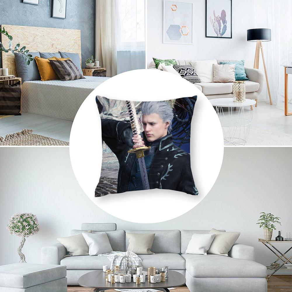 Poszewka na poduszkę Vergil D-Devil May C-Cry Nadruk 3D Włókno poliestrowe 45*45 cm Dekoracja poszewki na poduszkę dekoracyjną do domu na sofę Prezent festiwalowy