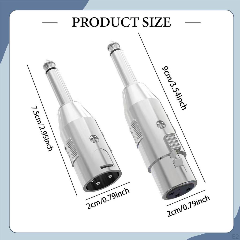 XLR Male Female to 1/4" / 6.35 mm Adapter,3 Pin Sturdy Compact Portable Converter Professional