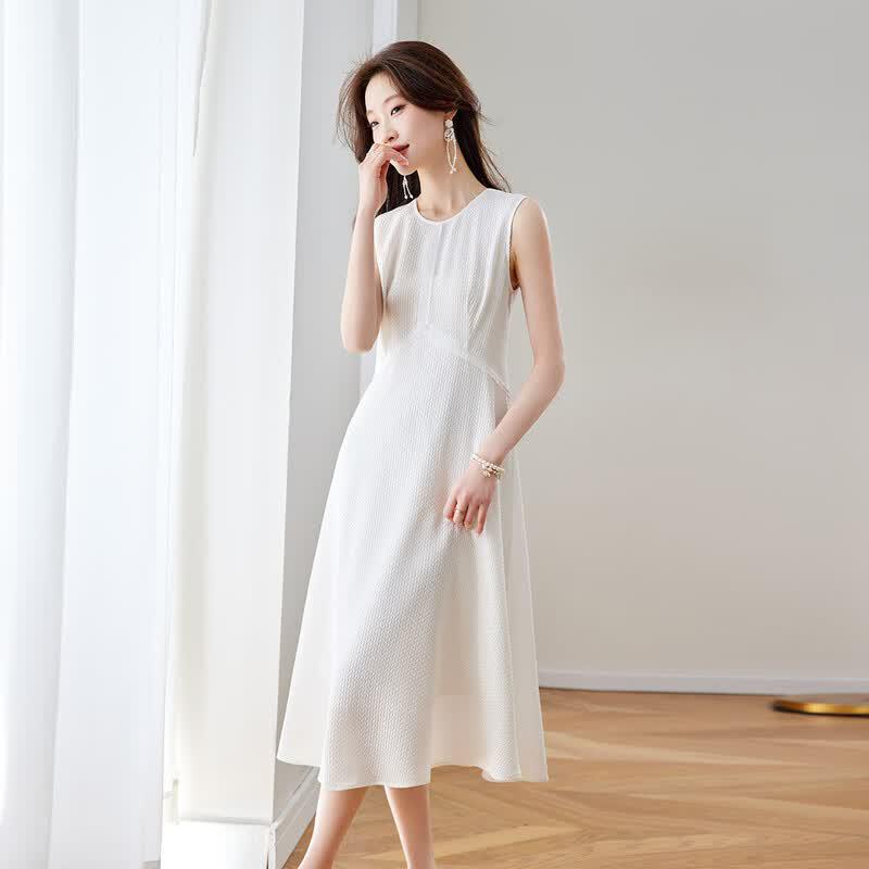 Srcr Textured 19 Momme Mulberry Silk A-Line Dress M