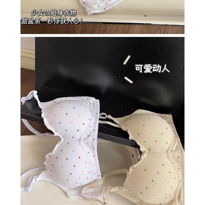 Womens Colorful Dot Print Wireless Comfort Bra