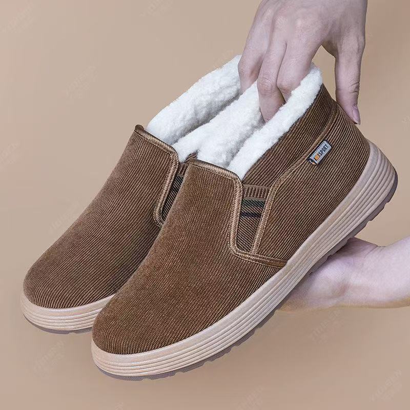 Winter new cloth shoes men's velvet thickened warm cotton shoes non-slip soft-soled low-top snow boots