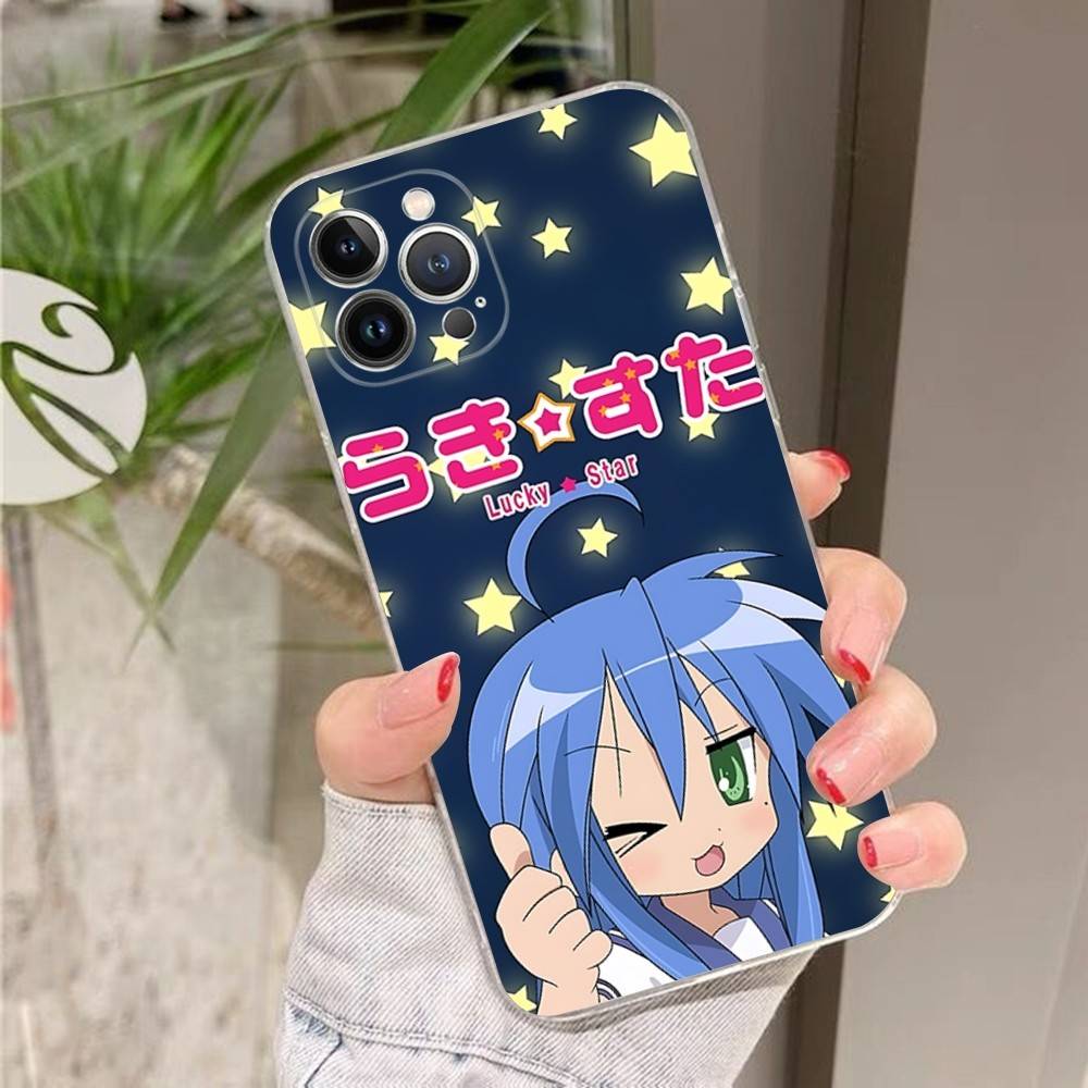 

Anime Girl Lucky Star Transparent Phone Case For IPhone 16 15 14 13 12 11 Pro Max Plus Soft Cover iPhone 17pro max