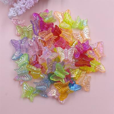 Cristal acrilic lucrat multicolor, cu gaură, confecționare de brățară, colț, culoare AB, mărgele fluture lucrate manual Mărgele distanțatoare libere 20 buc. Accesorii