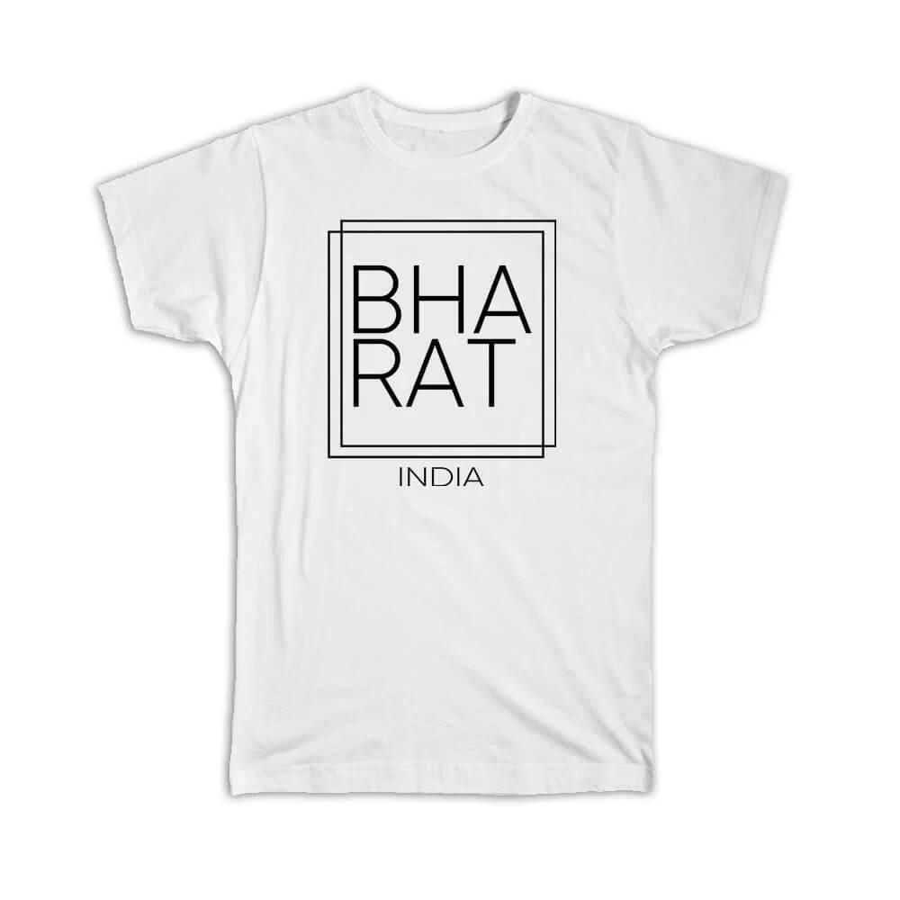 Gift T-Shirt : BHARAT India Square Modern Minimalist Font S