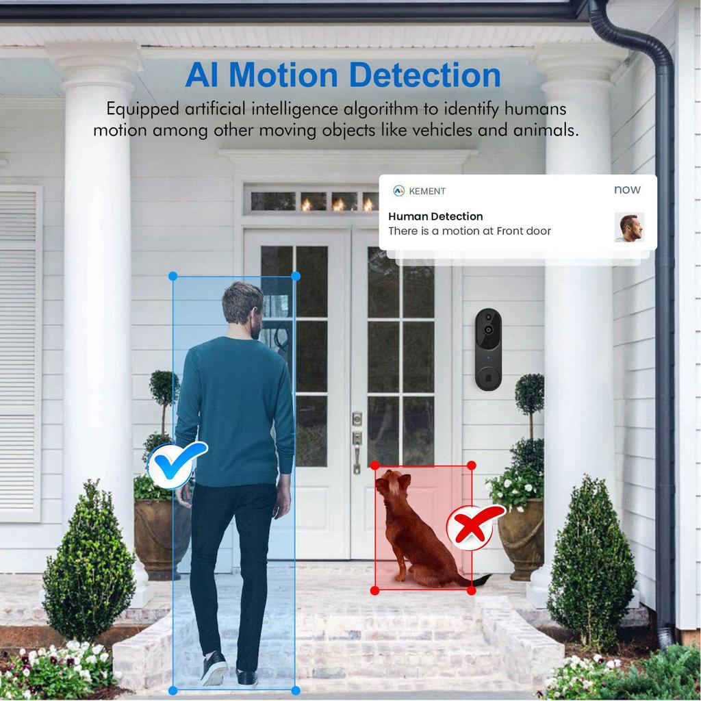 Smart Wireless Video Doorbell with Remote Intercom for Home Security