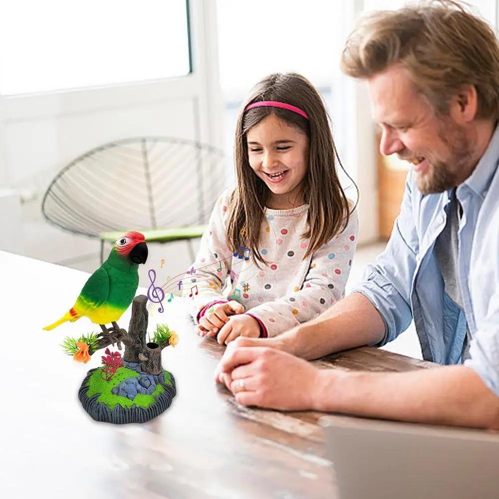 Simulation Electric Birds Toys, Desk Chirping Birds with Pen Holder, Decorative Realistic Pet Bird for School Bedroom Living Room