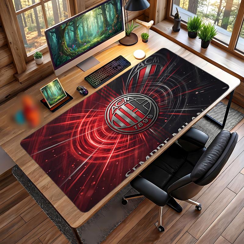 Tappetino per Mouse Grande Stampato AC Milan, Tappetino Morbido in Gomma Antiscivolo per Scrivania da Gioco per Ufficio Laptop Computer Decorazione