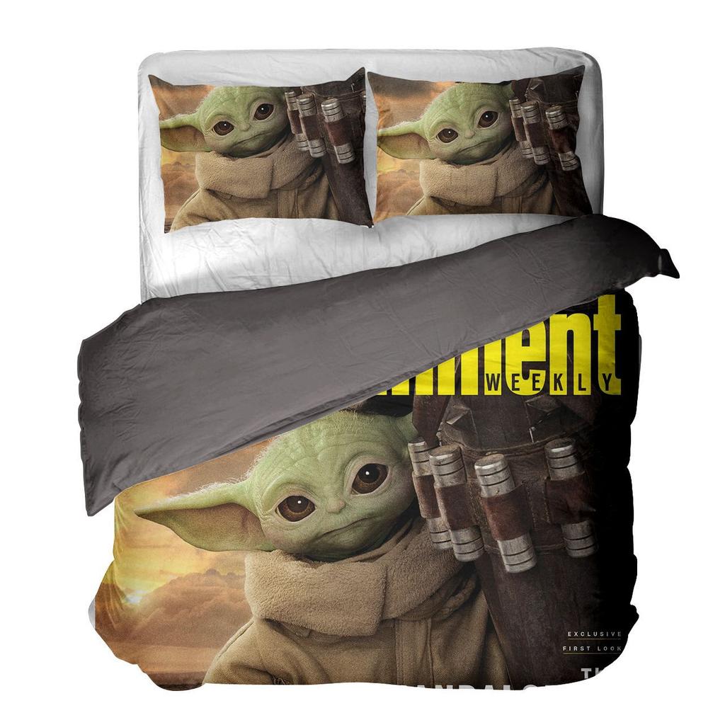 Star Wars Baby Yoda Trzyczęściowy Zestaw Pościeli z Nadrukiem Cyfrowym 3D