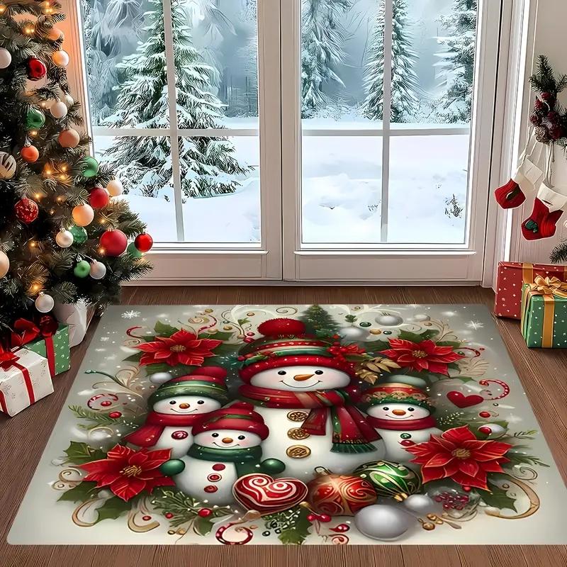 1pc Three Santa Claus Doormats Snowman Floor Mat Living Room Rug for Bedroom Welcome Mat Outdoor Rug Christmas Rug