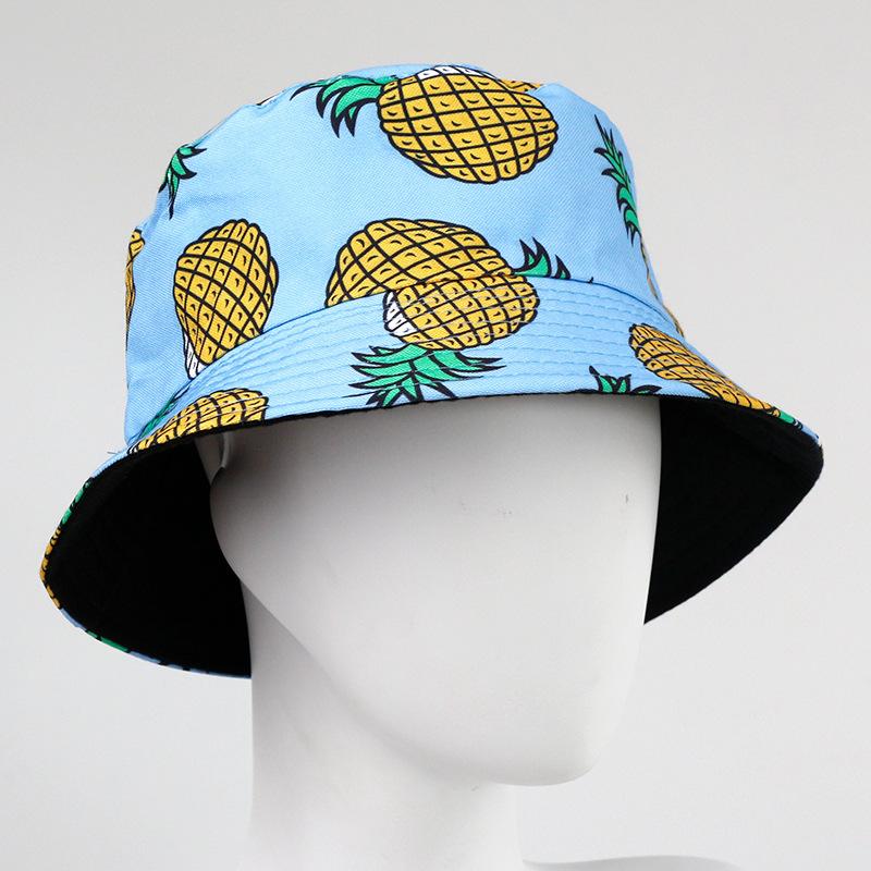 New double-sided pineapple bucket hat trendy fruit pot hat seaside surfing sun hat