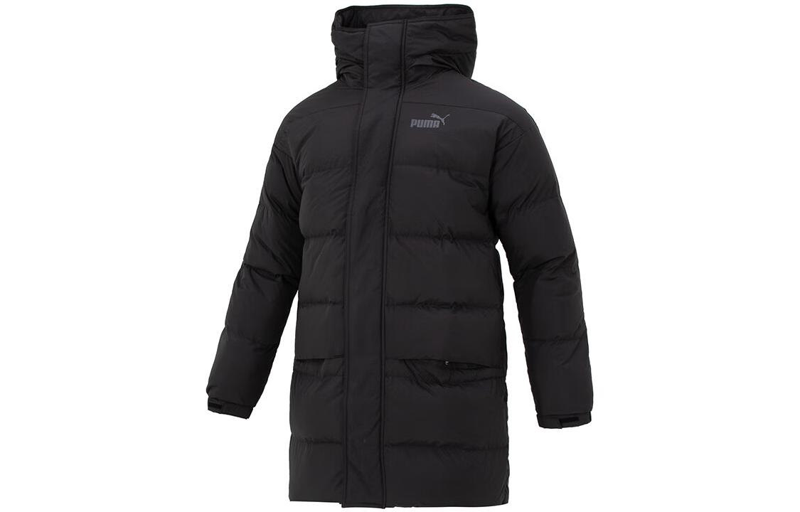PUMA Down Jackets Unisex Black Hooded Moderate Quilted Down Jacket 625614-01 S