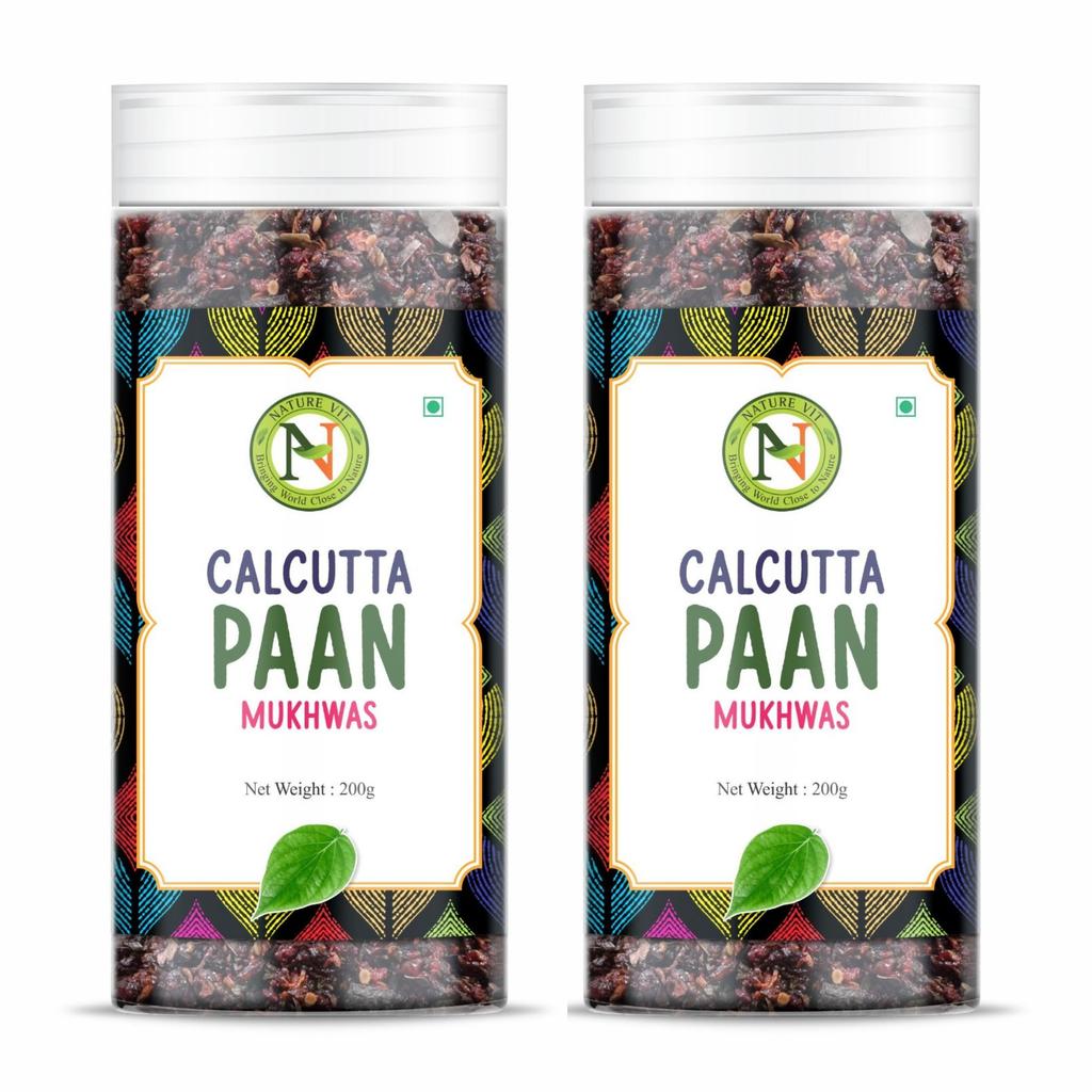 NatureVit Calcutta Meetha Paan Mukhwaas 400g - Süßer Calcutta Paan Munderfrischer mit Gulkand & Fenchel | Natürlich, Vegetarisch, Hygienisch verpackt