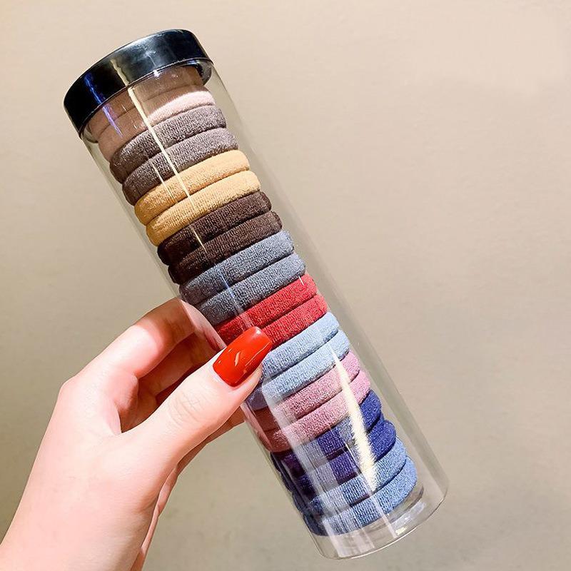 100 Durable Seamless High Elastic Hair Ties with No Damage Barrel Pack