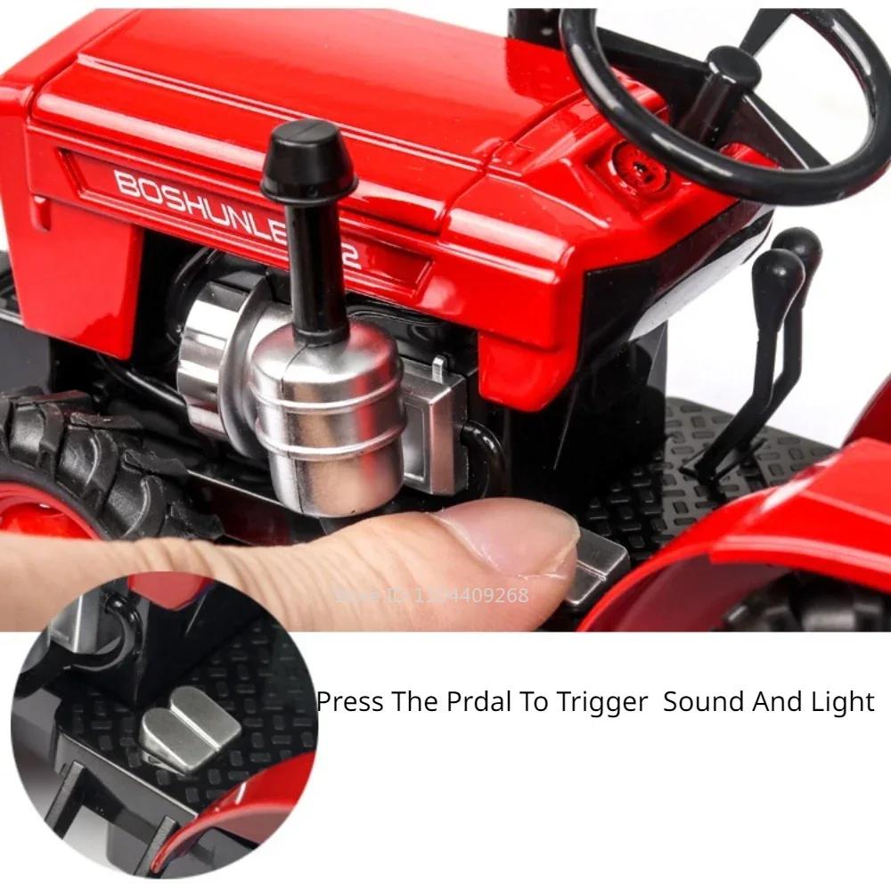 1:32 Alloy Tractor Model Toy Car Diecast Metal Sound Light Pull Back Truck Farm Specific Vehicles Collection Gifts for Kids