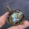 Natural Carebian Larimar Handmade Copper Wire Wrap Jewelry Pendant 2.36" s4Z84