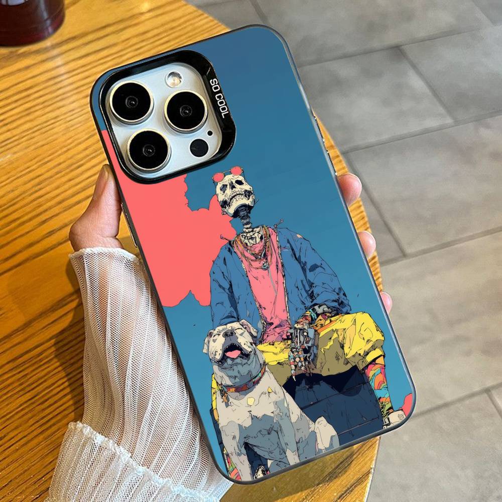 Colorful Aesthetic Dog Phone Case For iPhone 16 17 15 14 12 13 Pro Max Black Color Shockproof Cover