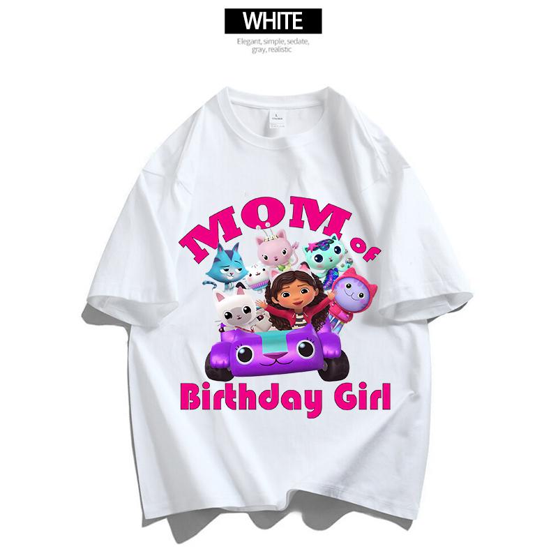 Gabby Dollhouses Dad Mom T-Shirt Adult Top Man Woman Summer Parent-child Clothing Tee Family Clothes Cartoon Anime Birthday Gift