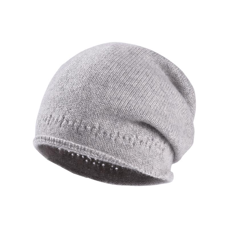 

Женская вязаная шапка-бини из чистого кашемира - Универсальная шапка-носок для осени и зимы 56-62 CM светло-серый