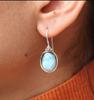 Natural Larimar Gemstone 925 Sterling Silver Handmade Designer Earring