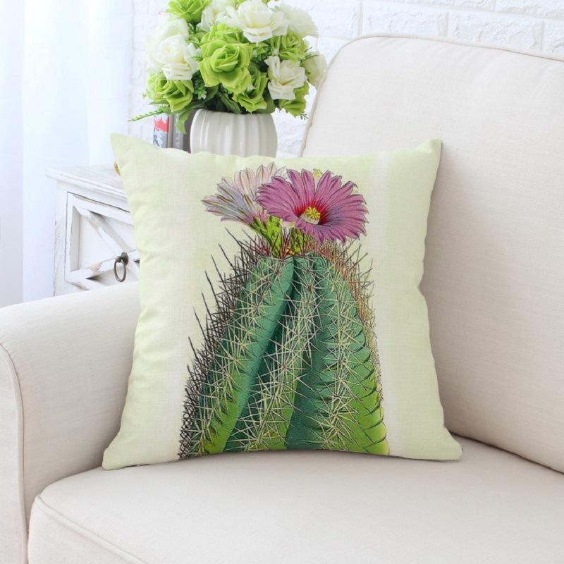 Fresh Tropical Cactus Potted Plant Pattern Home Living Room Sofa Bedroom Decorative Pillow Pillow Case