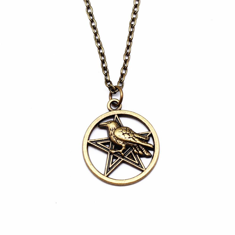 Pentagram keltisk knut hänge stjärna Halsband måne sol Smycken Amulett hantverk 45 cm eller 70 cm lång kedja